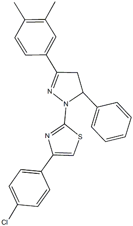 4-(4-chlorophenyl)-2-[3-(3,4-dimethylphenyl)-5-phenyl-4,5-dihydro-1H-pyrazol-1-yl]-1,3-thiazole Struktur