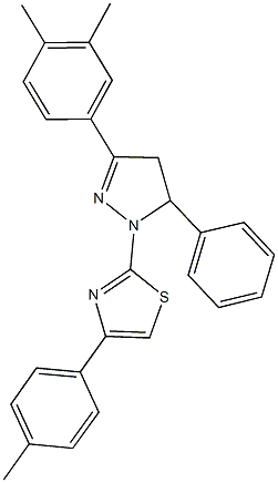 2-[3-(3,4-dimethylphenyl)-5-phenyl-4,5-dihydro-1H-pyrazol-1-yl]-4-(4-methylphenyl)-1,3-thiazole Struktur