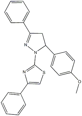 2-{5-[4-(methyloxy)phenyl]-3-phenyl-4,5-dihydro-1H-pyrazol-1-yl}-4-phenyl-1,3-thiazole Struktur