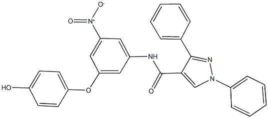 N-[3-nitro-5-(4-hydroxyphenoxy)phenyl]-1,3-diphenyl-1H-pyrazole-4-carboxamide Struktur