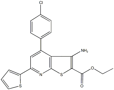 ethyl 3-amino-4-(4-chlorophenyl)-6-(2-thienyl)thieno[2,3-b]pyridine-2-carboxylate Struktur