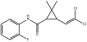 3-(2,2-dichlorovinyl)-N-(2-fluorophenyl)-2,2-dimethylcyclopropanecarboxamide Struktur