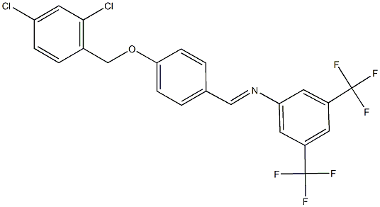 N-[3,5-bis(trifluoromethyl)phenyl]-N-{4-[(2,4-dichlorobenzyl)oxy]benzylidene}amine Struktur