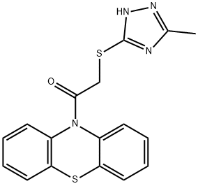 10-{[(5-methyl-4H-1,2,4-triazol-3-yl)sulfanyl]acetyl}-10H-phenothiazine Struktur