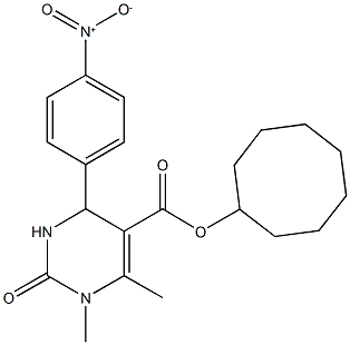 cyclooctyl 4-{4-nitrophenyl}-1,6-dimethyl-2-oxo-1,2,3,4-tetrahydro-5-pyrimidinecarboxylate Struktur