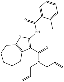 N,N-diallyl-2-[(2-methylbenzoyl)amino]-5,6,7,8-tetrahydro-4H-cyclohepta[b]thiophene-3-carboxamide Struktur