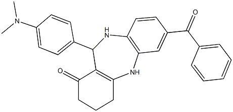 7-benzoyl-11-[4-(dimethylamino)phenyl]-2,3,4,5,10,11-hexahydro-1H-dibenzo[b,e][1,4]diazepin-1-one Struktur