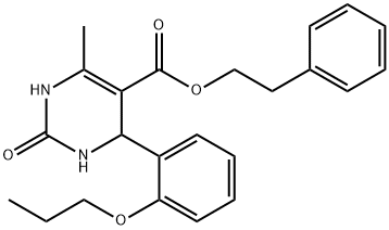 2-phenylethyl 6-methyl-2-oxo-4-[2-(propyloxy)phenyl]-1,2,3,4-tetrahydropyrimidine-5-carboxylate Struktur