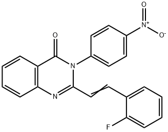 2-[2-(2-fluorophenyl)vinyl]-3-{4-nitrophenyl}-4(3H)-quinazolinone Struktur