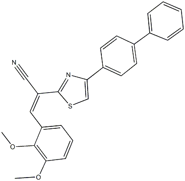 2-(4-[1,1'-biphenyl]-4-yl-1,3-thiazol-2-yl)-3-(2,3-dimethoxyphenyl)acrylonitrile Struktur