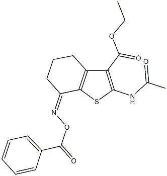 ethyl 2-(acetylamino)-7-[(benzoyloxy)imino]-4,5,6,7-tetrahydro-1-benzothiophene-3-carboxylate Struktur