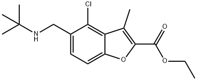 ethyl 5-[(tert-butylamino)methyl]-4-chloro-3-methyl-1-benzofuran-2-carboxylate Struktur