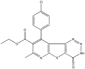 ethyl 9-(4-chlorophenyl)-7-methyl-4-oxo-3,4-dihydropyrido[3',2':4,5]thieno[3,2-d][1,2,3]triazine-8-carboxylate Struktur