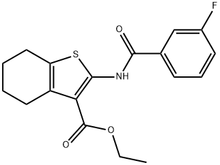 ethyl 2-[(3-fluorobenzoyl)amino]-4,5,6,7-tetrahydro-1-benzothiophene-3-carboxylate Struktur