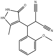 2-[(3-hydroxy-5-methyl-1H-pyrazol-4-yl)(2-methoxyphenyl)methyl]malononitrile Struktur