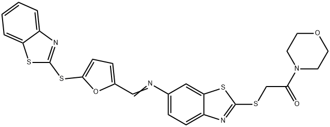 N-{[5-(1,3-benzothiazol-2-ylsulfanyl)-2-furyl]methylene}-N-(2-{[2-(4-morpholinyl)-2-oxoethyl]sulfanyl}-1,3-benzothiazol-6-yl)amine Struktur