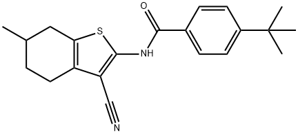 4-tert-butyl-N-(3-cyano-6-methyl-4,5,6,7-tetrahydro-1-benzothien-2-yl)benzamide Struktur