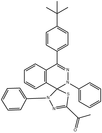 1-(4-(4-tert-butylphenyl)-2,4'-diphenyl-1,2,4',5'-tetrahydrospiro(phthalazine-1,5'-[1,3,4]-thiadiazole)-2'-yl)ethanone Struktur