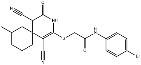 N-(4-bromophenyl)-2-[(1,5-dicyano-8-methyl-4-oxo-3-azaspiro[5.5]undec-1-en-2-yl)sulfanyl]acetamide Struktur