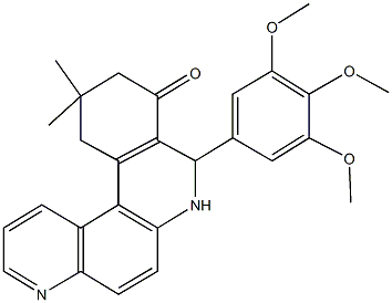 11,11-dimethyl-8-(3,4,5-trimethoxyphenyl)-8,10,11,12-tetrahydrobenzo[a][4,7]phenanthrolin-9(7H)-one Struktur