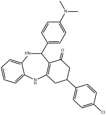 3-(4-chlorophenyl)-11-[4-(dimethylamino)phenyl]-2,3,4,5,10,11-hexahydro-1H-dibenzo[b,e][1,4]diazepin-1-one Struktur