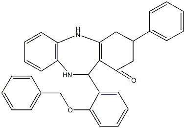 11-[2-(benzyloxy)phenyl]-3-phenyl-2,3,4,5,10,11-hexahydro-1H-dibenzo[b,e][1,4]diazepin-1-one Struktur