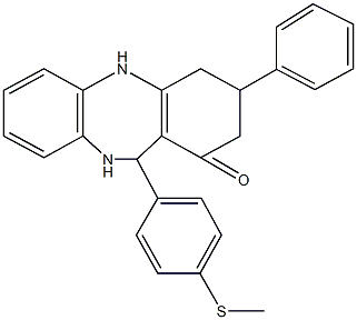 11-[4-(methylsulfanyl)phenyl]-3-phenyl-2,3,4,5,10,11-hexahydro-1H-dibenzo[b,e][1,4]diazepin-1-one Struktur