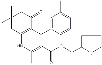 tetrahydro-2-furanylmethyl 2,7,7-trimethyl-4-(3-methylphenyl)-5-oxo-1,4,5,6,7,8-hexahydro-3-quinolinecarboxylate Struktur