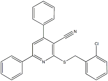 2-[(2-chlorobenzyl)sulfanyl]-4,6-diphenylnicotinonitrile Struktur