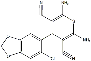 2,6-diamino-4-(6-chloro-1,3-benzodioxol-5-yl)-4H-thiopyran-3,5-dicarbonitrile Struktur