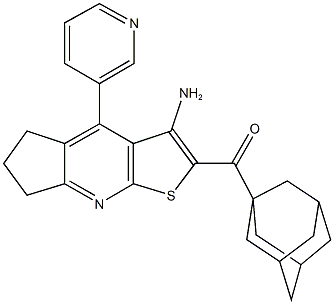 1-adamantyl[3-amino-4-(3-pyridinyl)-6,7-dihydro-5H-cyclopenta[b]thieno[3,2-e]pyridin-2-yl]methanone Struktur