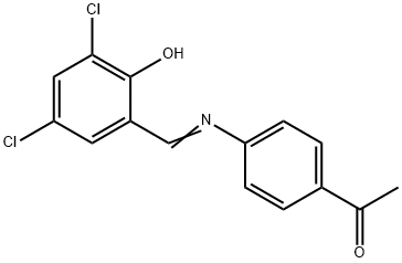 1-{4-[(3,5-dichloro-2-hydroxybenzylidene)amino]phenyl}ethanone Struktur