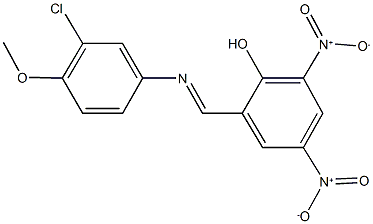 2-{[(3-chloro-4-methoxyphenyl)imino]methyl}-4,6-bisnitrophenol Struktur