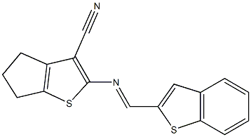 2-[(1-benzothien-2-ylmethylene)amino]-5,6-dihydro-4H-cyclopenta[b]thiophene-3-carbonitrile Struktur