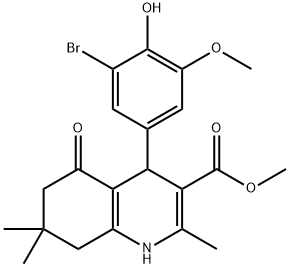 methyl 4-(3-bromo-4-hydroxy-5-methoxyphenyl)-2,7,7-trimethyl-5-oxo-1,4,5,6,7,8-hexahydro-3-quinolinecarboxylate Struktur