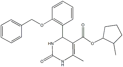 2-methylcyclopentyl 6-methyl-2-oxo-4-{2-[(phenylmethyl)oxy]phenyl}-1,2,3,4-tetrahydropyrimidine-5-carboxylate Struktur