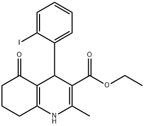 ethyl 4-(2-iodophenyl)-2-methyl-5-oxo-1,4,5,6,7,8-hexahydro-3-quinolinecarboxylate Struktur