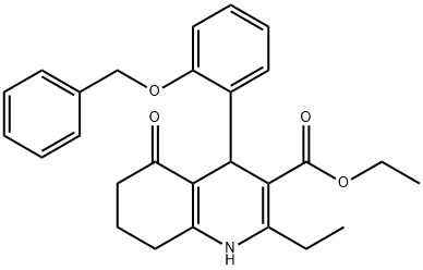 ethyl 4-[2-(benzyloxy)phenyl]-2-ethyl-5-oxo-1,4,5,6,7,8-hexahydro-3-quinolinecarboxylate Struktur