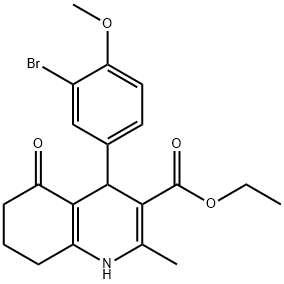 ethyl 4-[3-bromo-4-(methyloxy)phenyl]-2-methyl-5-oxo-1,4,5,6,7,8-hexahydroquinoline-3-carboxylate Struktur