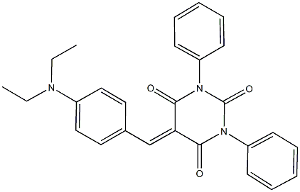 5-[4-(diethylamino)benzylidene]-1,3-diphenyl-2,4,6(1H,3H,5H)-pyrimidinetrione Struktur