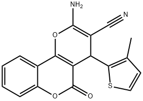 2-amino-4-(3-methyl-2-thienyl)-5-oxo-4H,5H-pyrano[3,2-c]chromene-3-carbonitrile Struktur