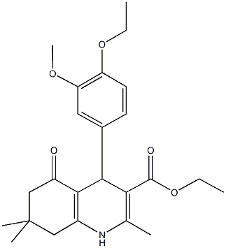 ethyl 4-(4-ethoxy-3-methoxyphenyl)-2,7,7-trimethyl-5-oxo-1,4,5,6,7,8-hexahydro-3-quinolinecarboxylate Struktur