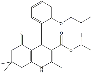 1-methylethyl 2,7,7-trimethyl-5-oxo-4-[2-(propyloxy)phenyl]-1,4,5,6,7,8-hexahydroquinoline-3-carboxylate Struktur