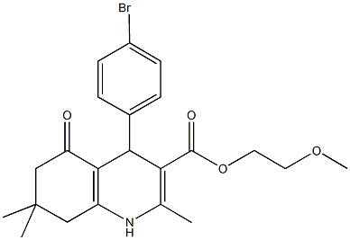 2-methoxyethyl 4-(4-bromophenyl)-2,7,7-trimethyl-5-oxo-1,4,5,6,7,8-hexahydroquinoline-3-carboxylate Struktur