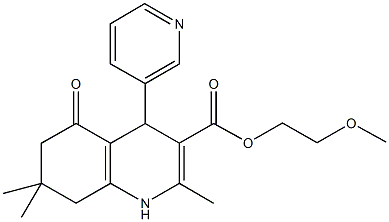 2-methoxyethyl 2,7,7-trimethyl-5-oxo-4-(3-pyridinyl)-1,4,5,6,7,8-hexahydro-3-quinolinecarboxylate Struktur