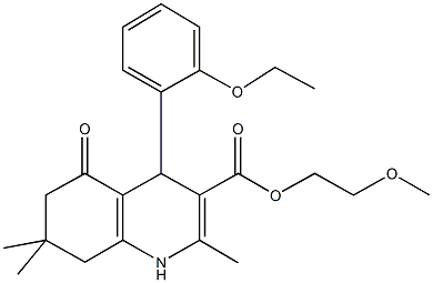 2-(methyloxy)ethyl 4-[2-(ethyloxy)phenyl]-2,7,7-trimethyl-5-oxo-1,4,5,6,7,8-hexahydroquinoline-3-carboxylate Struktur