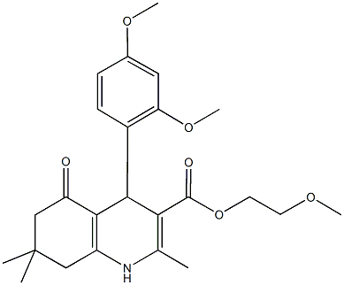 2-methoxyethyl 4-(2,4-dimethoxyphenyl)-2,7,7-trimethyl-5-oxo-1,4,5,6,7,8-hexahydroquinoline-3-carboxylate Struktur