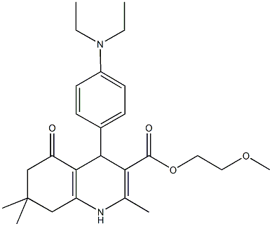 2-methoxyethyl 4-[4-(diethylamino)phenyl]-2,7,7-trimethyl-5-oxo-1,4,5,6,7,8-hexahydroquinoline-3-carboxylate Struktur