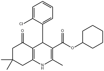 cyclohexyl 4-(2-chlorophenyl)-2,7,7-trimethyl-5-oxo-1,4,5,6,7,8-hexahydroquinoline-3-carboxylate Struktur