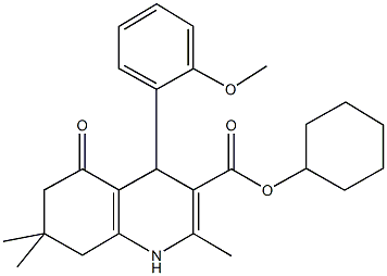 cyclohexyl 4-(2-methoxyphenyl)-2,7,7-trimethyl-5-oxo-1,4,5,6,7,8-hexahydro-3-quinolinecarboxylate Struktur